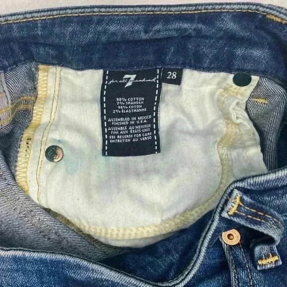 7 For All Mankind The High Waist Ankle Skinny Jeans Distressed Size 28 - Picture 4 of 6